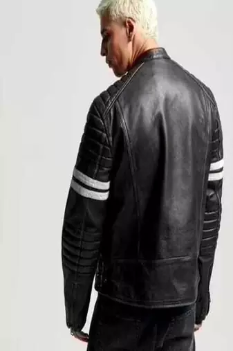 men's black lambskin leather biker jacket premium quilted design classic