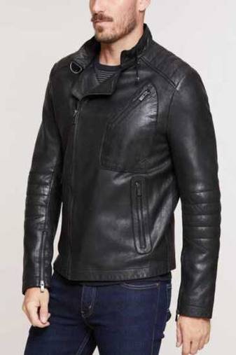 men's black lambskin leather biker jacket premium quilted design versatile