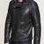 Moto style zip-up jacket black quilted leather biker jacket