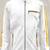 Men's white lambskin biker leather jacket  slim fit  zipper yellow stripe