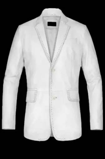 Men’s white genuine leather blazer slim fit classic formal jacket handmade premium lambskin coat