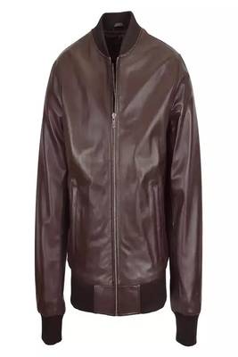 Brown bomber leather biker jacket slim fit moto style lambskin zipper jacket 1