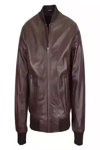 Brown bomber leather biker jacket slim fit moto style lambskin zipper jacket