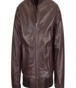 Brown bomber leather biker jacket slim fit moto style lambskin zipper jacket