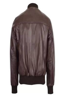 Brown bomber leather biker jacket slim fit moto style lambskin zipper jacket 2
