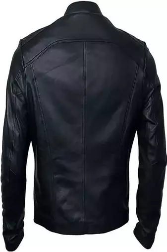 men's genuine lambskin leather biker jacket classic moto zip style authentic featured