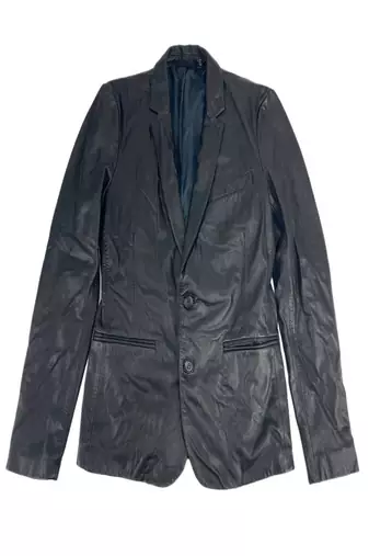 Men’s black genuine leather blazer slim fit classic formal jacket handmade premium lambskin coat