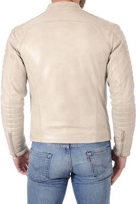 men's white lambskin leather biker jacket premium quilted design authentic 2