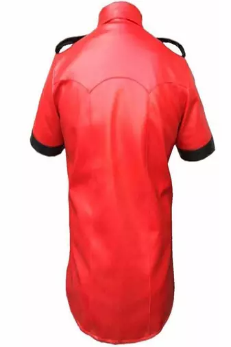 men's red lambskin leather shirt classic moto zip style premium