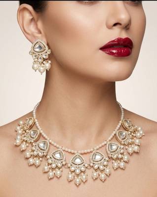 Exquisite kundan pearl Necklace :: set: gold-plated traditional jewelry for wedding 1