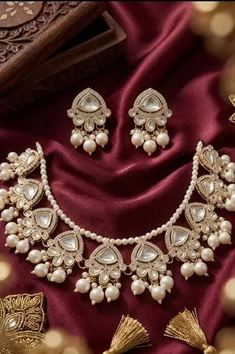 Stunning gold-plated temple jewelry set | traditional haram & jhumkas | bridal & festival wear