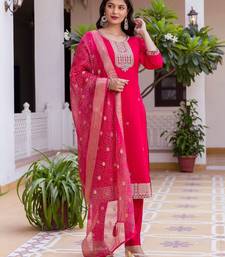 dark pink embroidered kurta set