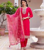 dark pink embroidered kurta set