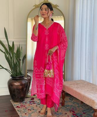 pink bandhani printed kurta set 2