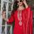 red embroidered kurta set