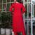 red embroidered kurta set