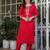 red embroidered kurta set