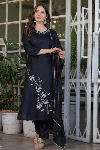 black viscose rayon kurta set