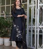 black viscose rayon kurta set