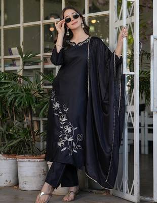 black viscose rayon kurta set 2