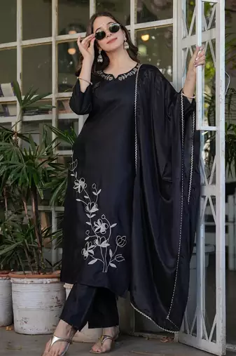 black viscose rayon kurta set