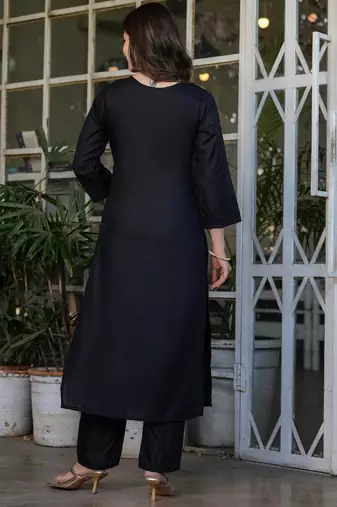 black viscose rayon kurta set