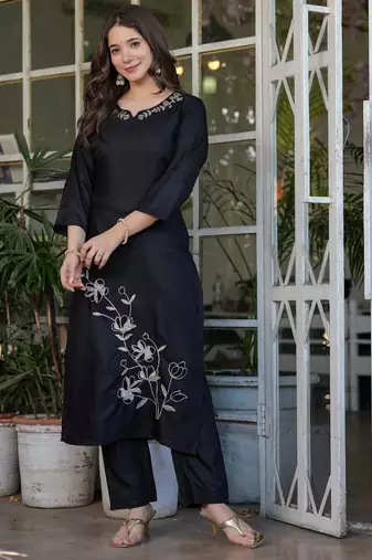 black viscose rayon kurta set