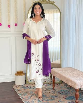 white viscose rayon kurta set 3