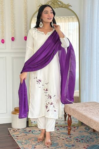 white viscose rayon kurta set