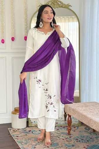 white viscose rayon kurta set