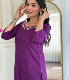 purple viscose rayon kurta set