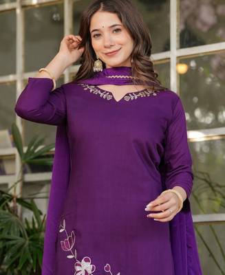 purple viscose rayon kurta set 3