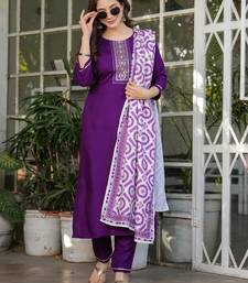  purple silk blended kurta set