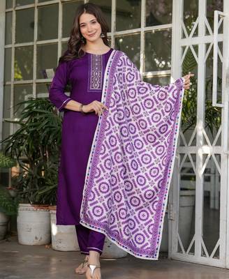  purple silk blended kurta set 1
