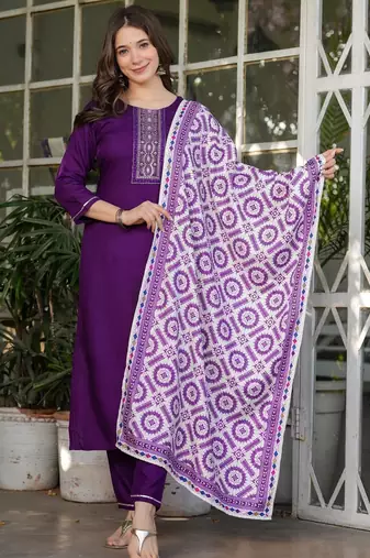  purple silk blended kurta set