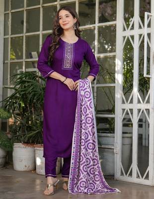  purple silk blended kurta set 4