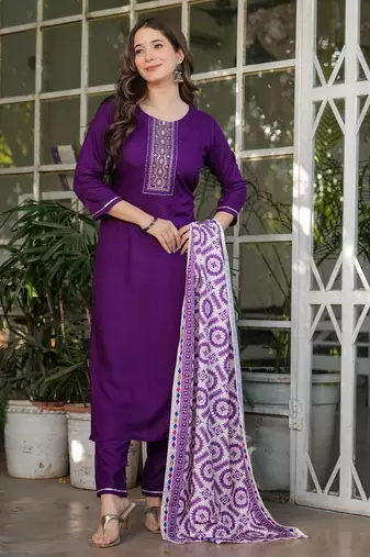  purple silk blended kurta set