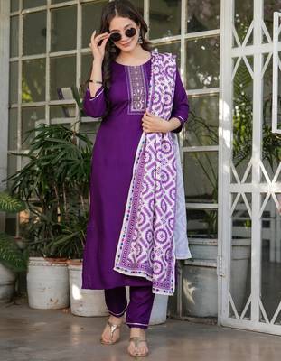  purple silk blended kurta set 5