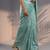 Sea green thread & sequin embroidery border work organza silk