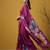 Magenta multicolor floral print digital print work silk blend  