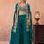 Teal blue organza beads embroidered crop top with flared cape & flared palazzo set