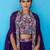 Royal purple crepe beads embroidered crop top with flared cape & flared palazzo set