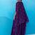 Royal purple crepe beads embroidered crop top with flared cape & flared palazzo set
