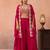 Pink organza beads embroidered crop top with flared cape & flared palazzo set