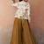 Golden mustard tissue floral embroidered crop top with jacket & palazzo set