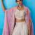 Cream viscoce beads embroidered crop top with flared cape & palazzo set