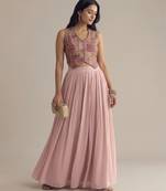 Pink embroidered silk co ord set