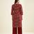 Red embroidered georgette kurta set