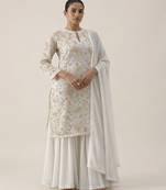 Ivory printed crepe sharara set