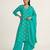 Teal blue printed satin kurta set